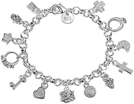 Kaitoly Charm Fashion Thirteen Chain Silver Bracelet for Women Girls with Crystals (Silver)