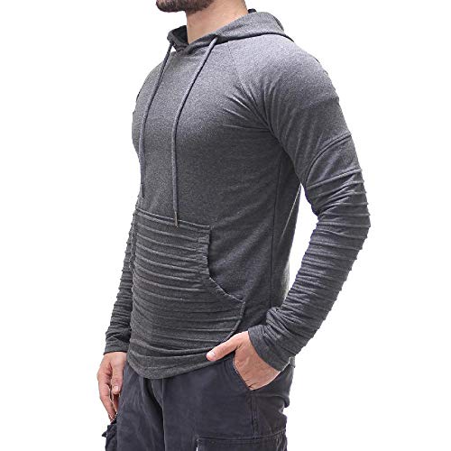 Clearance!Men's Solid Color Silm Stripe Stitching Hoodie Joint Long Sleeve Shirt Top Blouse