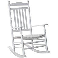 B&Z KD-22W Wooden Rocking chair Porch Rocker White Outdoor Traditional Indoor