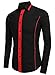 Coofandy Men's Fashion Slim Fit Turn Down Collar Long Sleeve Patchwork Casual Shirts, Medium, Black