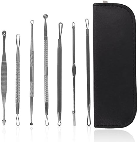 Queentools 7 Pcs Blackhead Remover Kit Blemish Remover Acne Extractor Tool for Curing Facial Problems with Zipper Storage Pouch