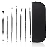 Blackhead & Blemish Remover Kit Acne Treatment 7 Professional Surgical Extractors Instruments Easily Cure Pimples, Blackheads Comedowns Acne And Facial Impurities Safe To use, Portable,Comfortable Offers Good Balance, Metal Finish, Zip Case Included