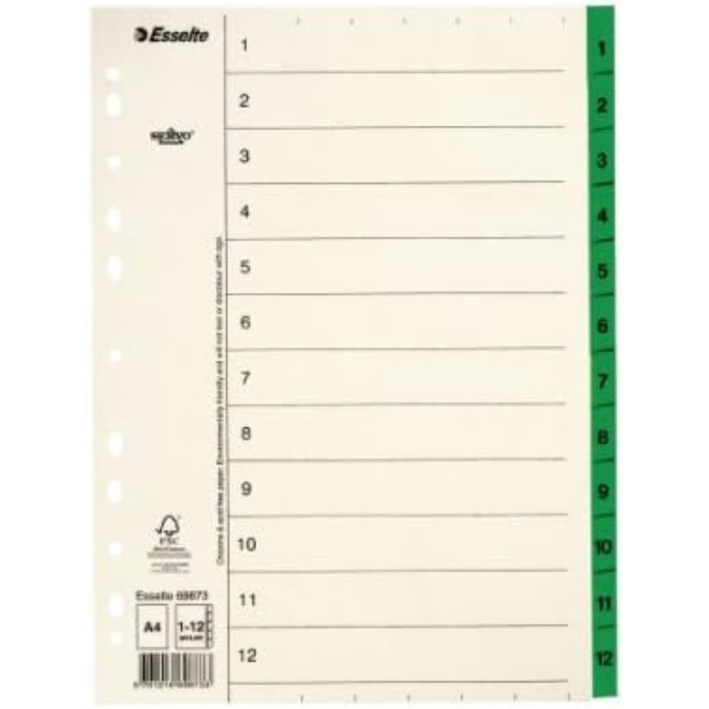 Esselte 69873 Rubrica numerica, A4, Green