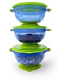Suction Baby Bowls 2nd Stage with Seal-Easy Lids-3 Medium Size Hold 8oz-To-Go