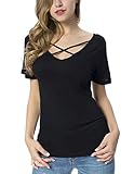 Songbai Women's Summer Cirss CrossTops Deep V Neck Casual Teen Girls Tees T Shirts