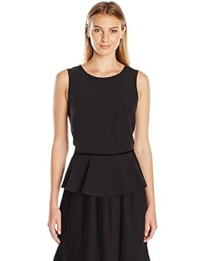 Women's Sleeveless Velvet Trim Peplum Top