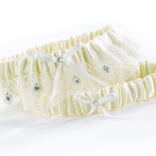 Hortense B. Hewitt Wedding Accessories Sparkling Elegance Garter Set, Ivory