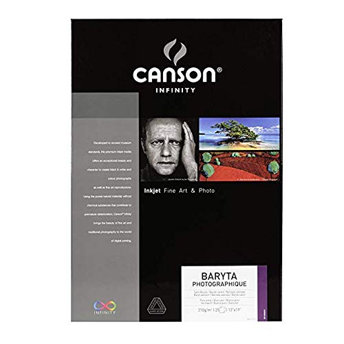 Canson Infinity Baryta Photographique Fine Art Photo Paper, Acid Free, Idea for Inkjet Portraits, 13 x 19 Inch, White, 25 Sheets