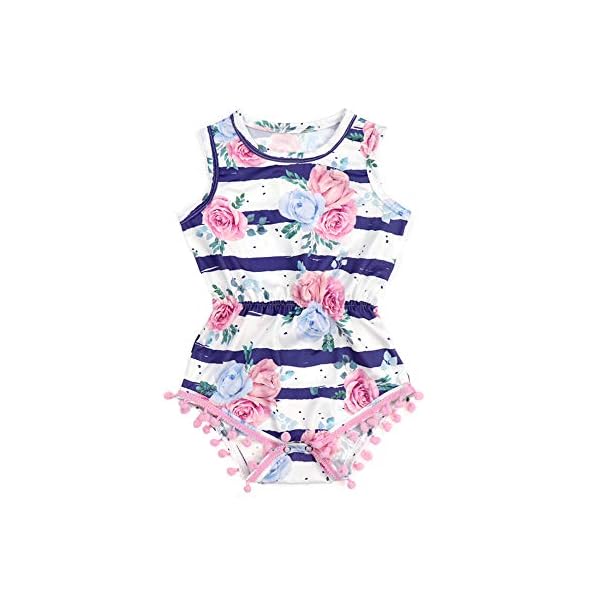 Anbaby Baby Girls Floral Ruffles Romper Long Sleeve & Sleeveless One-Pieces Bodysuit Floral Outfits - Image 3