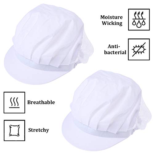 Jahome Women Mesh Industrial Anti-Dust Workshop Hats Kitchen Canteen Food Hat Chef Hair Net (White2 Pcs)