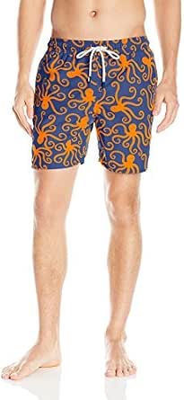 Elastic Waist Animal Print Swim Trunks 