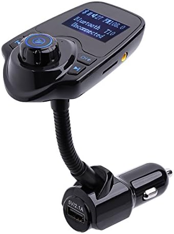 Bluetooth FM Transmitter,MFEEL1.44 Inch Display FM Transmitter, MP3 Player Hands-free Calling Radio Car Kit with TF Card Slot and USB Car Charger AUX Input---BLACK