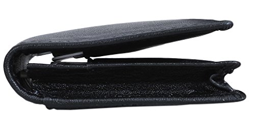 RFID Slim Wallet Men Thin Bifold Front Pocket Wallet Genuine Leather Card Holder (Black)