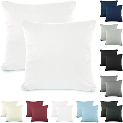 CelinaTex active pillow case set, double pack, 2-piece cushion cover, side sleeper pillow, decorative cushion cover pillow case, decorative cushion, sofa cushion., Cotton, Schnee Weiß, 80 x 80 cm
