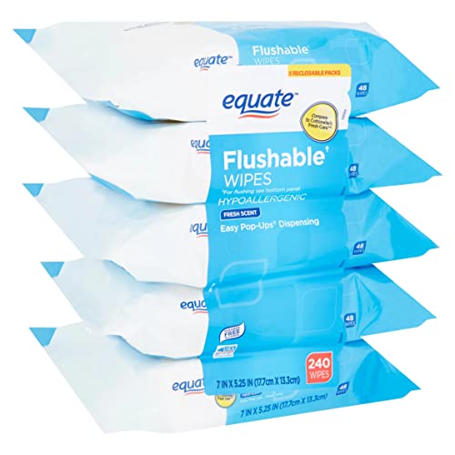 Equate Flushable Wet Wipes / Toilet Paper / Baby Wipes with Aloe Vera and Vitamin E, Fresh Scent