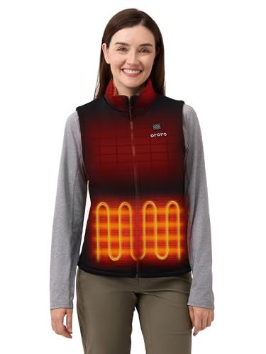 ORORO Beheizbare Weste Fleece Damen Beheizte Fleeceweste mit Powerbank Heizweste Damen - Ladegerät Nicht Enthalten (Neutral Schwarz,S)