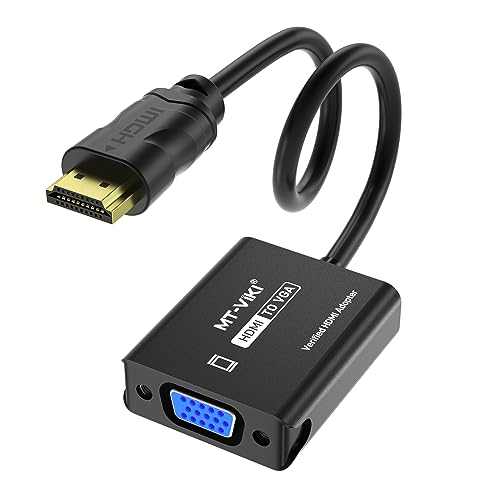 MT-VIKI HDMI VGA変換アダプター、金メッキHDMIコンバーターオス-メス、コンピュータ、デスクトップ、ノートパソコン、モニター、プロジェクター、HDTV、Chromebook、Raspberry Pi、Roku、Xbox対応