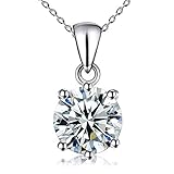 Kigmay Jewelry 925 Sterling Silver 2 Carat Round Cut Clear Cubic Zirconia CZ Glistering Solitaire Pendant Necklace for Women 18