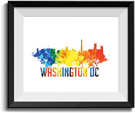 Washington DC Skyline Cityscape - Watercolor Collection - Home Decor Wall Art Great For Your Office Home Bedroom Living Room Art (8x10 Inch)