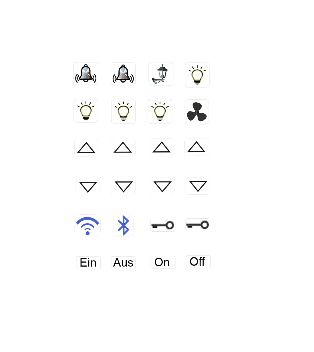 Switch Sticker Set with 24 Stickers Light Stickers and Fan Bell Arrow Stickers (RP 24/1) (14 mm)