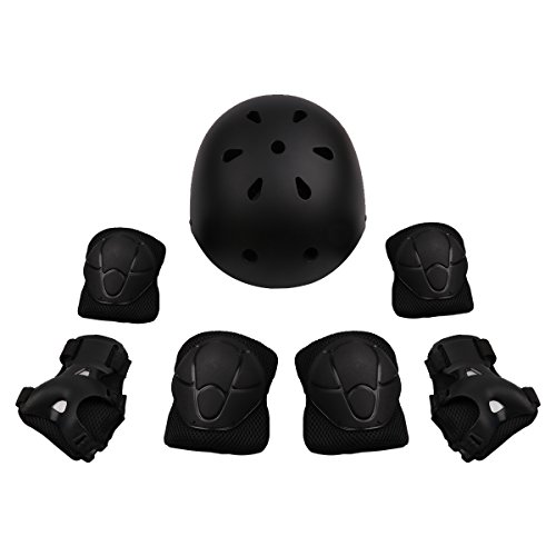 Amazon.com : CHICTRY Set of 7 Kids Adjustable Multi-Sport Safety Helmet With Knee Pads Elbow Wrist Protection Gear for Skateboard Cycling Scooter Black One ...