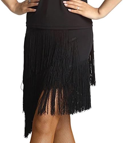 Dance Skirt,Solando Women's Tassels Skirt for Latin Dance Ballroom Tango ChaCha (L, Black)