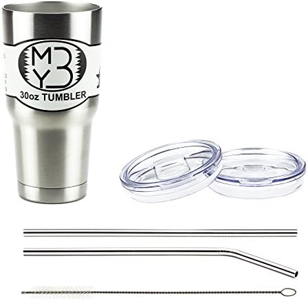 MYB 6-Pieces 30 oz Stainless Steel Tumbler Ready To Go Set, Spill Proof Coffee Thermos Double Wall Vacuum Insulated Travel Mug