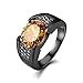 Huanhuan Men's Emerald Cut Champagne Sapphire CZ Black Gold Plated Rings Size 7 to 13
