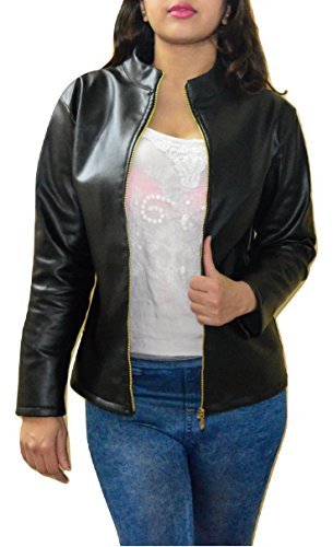 magna women black faux leather bomber jacket size small and medium only