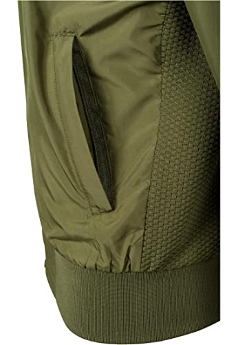 Chaqueta Bomber ligera mujer con bolsillos delanteros, cintura, puños y cuellos elásticos, apertura delantera con cremallera, de manga larga, color verde, talla M