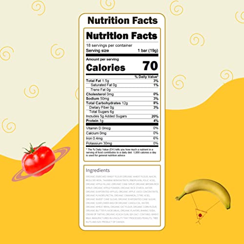 EARTH’S BEST ORGANIC SUNNY DAYS SNACK BARS FOR TODDLERS 2 YEARS OLD AND UP, APPLE FLAVORED WITH OTHER NATURAL FLAVORS, 7 CT
