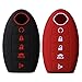 2Pcs Keyless4U 5 Buttons Silicone Key Fob Case Cover Jacket Holder Protector for Nissan Altima Maxima Armada Murano Rogue Sedan Pathfinder (Black Red)