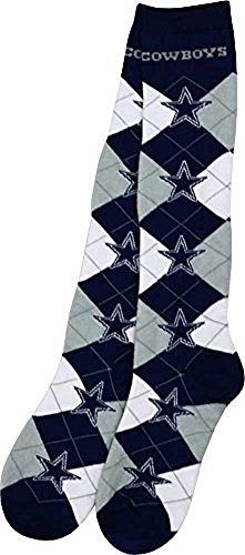 NFL Repeat Logo Argyle Knee High Socks-Medium-Dallas Cowboys