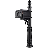 Architectural Mailboxes Stratford Plastic Mailbox and Post Kit, Box for Mail, SC000BAM, Black, Medium Capacity