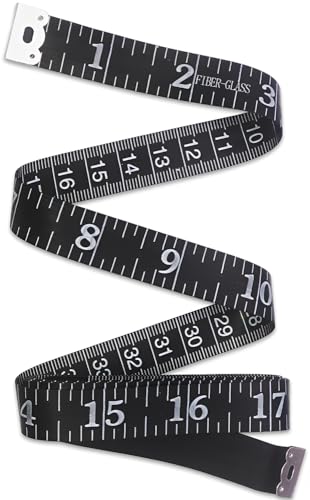 BAVALIN Tape Measure Body Dual Sided Scale - 2 in 1 Measuring Tape for Body Measurement, Sewing, Weight Loss - 150cm / 60 Inches (Black)