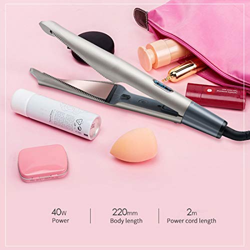 2 in 1 Flat Iron Professional Ceramic Hair Striaightener &Curler Hair Straightener Twist 2-in-1 Hair Curlers & Straightening Iron Hair Styling Tools Dual Voltages (Grey with Glove) - Thumbnail 3