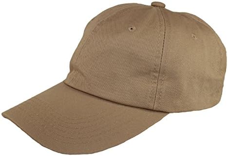 HUG Plain Baseball Classic 100% Cotton Unisex Cap Dad Hat Men Women Adjustable back strap with metal buckle Unstructured Max Comfort Low Profile Polo Style (Original KHAKI)