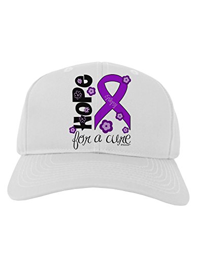 TOOLOUD Hope for a Cure - Purple Ribbon Epilepsy - Flowers Adult Baseball Cap Hat - White