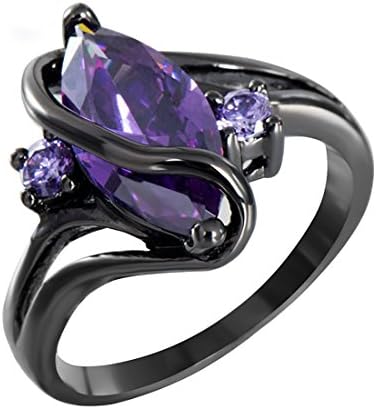 Women's Fashion Jewelry Purple CZ Set In Black Gold Filled Ring Size 7