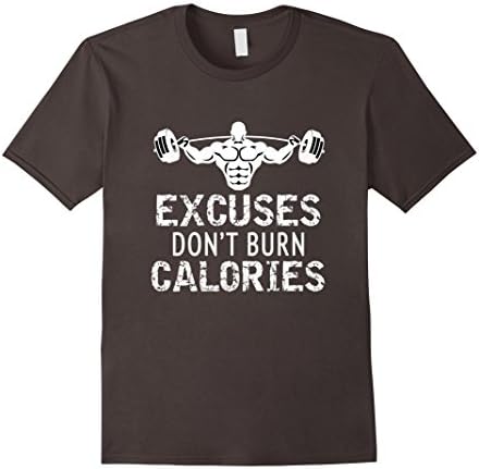 Mens Excuses Dont Burn Calories Weightlifting T-Shirt, Gym Gift Medium Asphalt