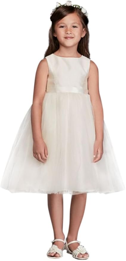david's bridal flower girl dress with tulle and ribbon waist