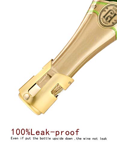 OWO Champagne Stopper, Stainless Steel Bottle Plug Sealer for Sparkling Wine, Superior Leak-Proof Bubble Retaining Saver, No Sharp Edge, No Spill, Fizz Saver, Passed Press Test (Gold & Rose Gold) - Thumbnail 3