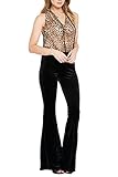 Women's Fashion Trendy Velvet Bell Bottom High Waist Flare Pants USA