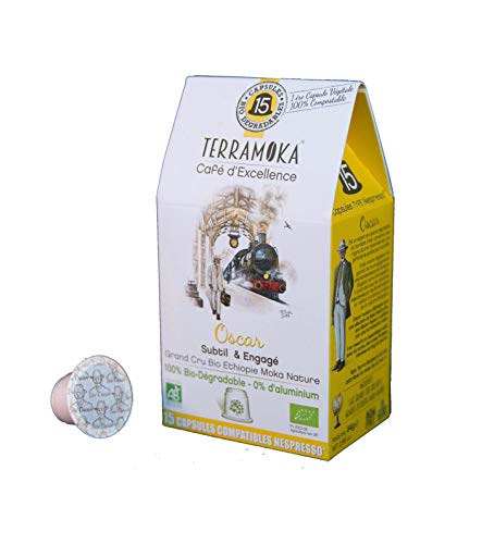 Terramoka Oscar Espresso – 105 aluminiumfreie & kompostierbare Bio-Kaffeekapseln, Nespresso® kompatibel