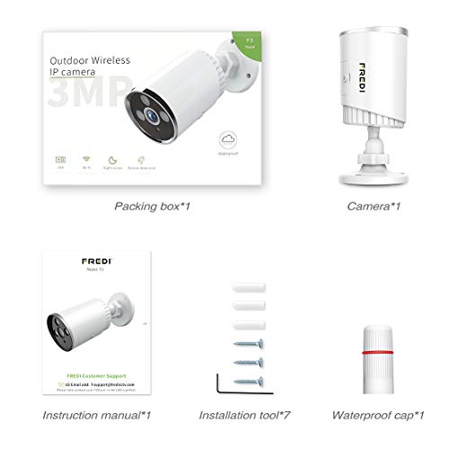 FREDI 3MP Outdoor Security Camera, Surveillance Cameras Outdoor WiFi PoE IP Camera FHD Night Vision, Two-Way Audio, Motion Detection, IP66 Waterproof, Cloud Storage Compatible with iOS/Android Systems - Thumbnail 6