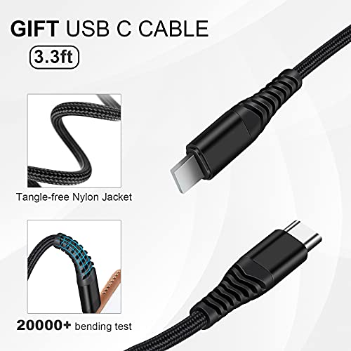 OHIFAST 20W USB C Car Charger Compatible for iPhone 14 Pro Max/Mini/13/12/11/XS/X/XR/8/Plus/SE/iPad/Air 3 Type C Automobile Charger Adapter, PD&QC3.0 Dual Fast Charging Port for Car with 3FT Cable