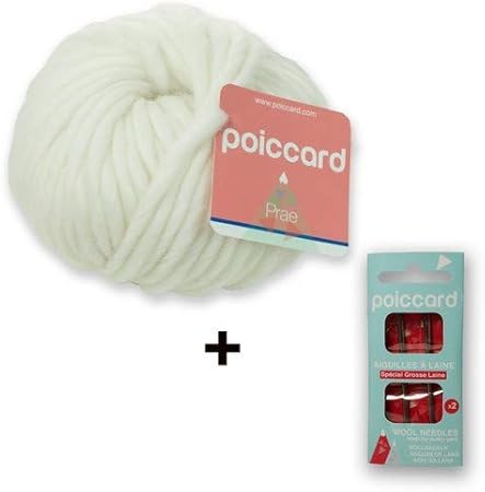 Lote de 1 Ovillo de Lana Gruesa Blanco + Caja con 2 Agujas laneras: Amazon.es: Hogar