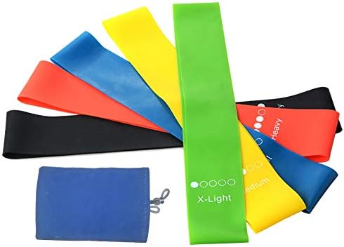 XPRIN Set of 5, Fit Simplify Resistance Loop Exercise Bands, Pouch