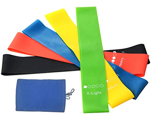 XPRIN Set of 5, Fit Simplify Resistance Loop Exercise Bands, Pouch