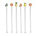 Beachcombers Tropical Citrus Fruit Variety 8 Inch Glass Cocktail Drink Stirrers Boxed Set of 6